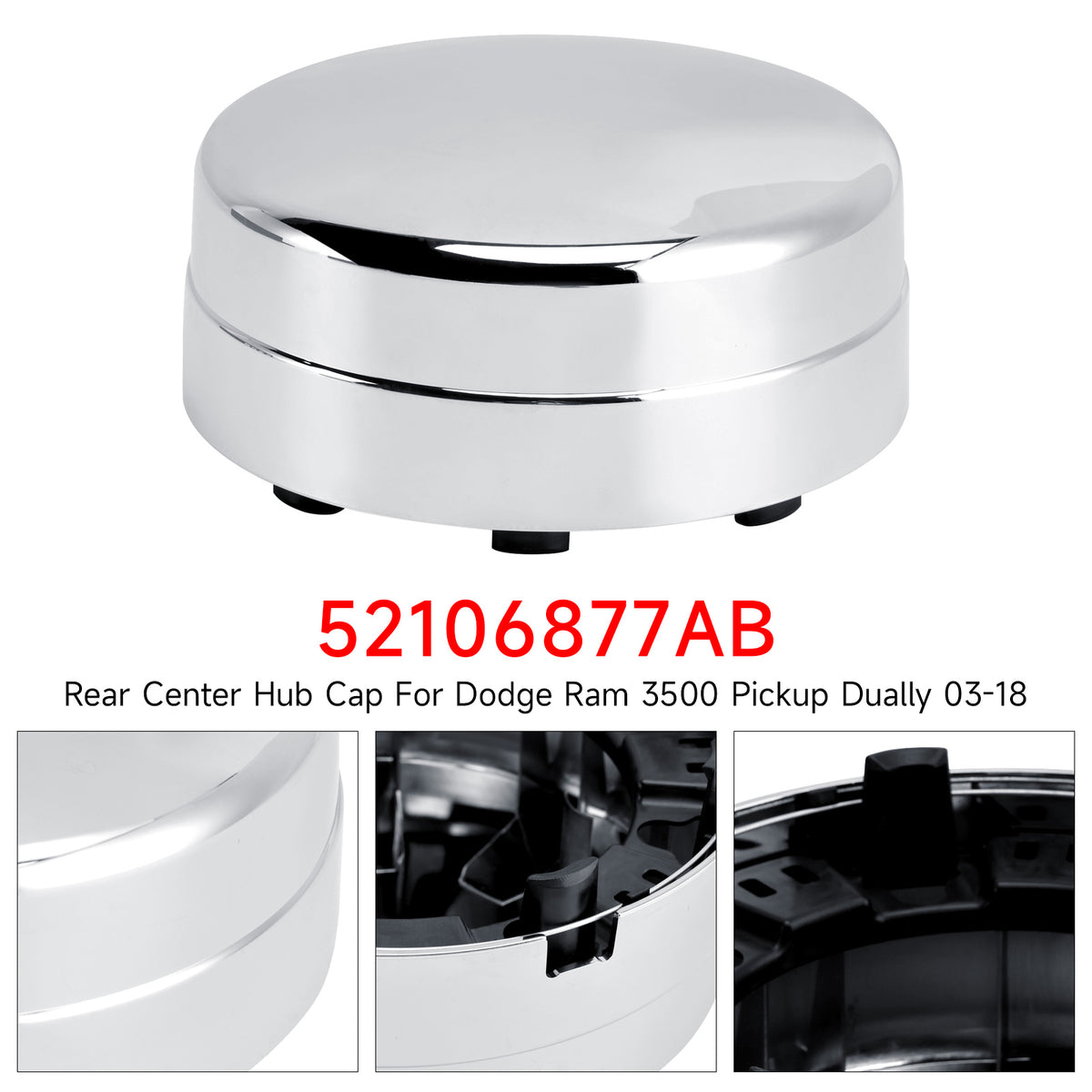 Rear Center Hub Cap For Dodge Ram 3500 Pickup Dually 03-18 52106877AB