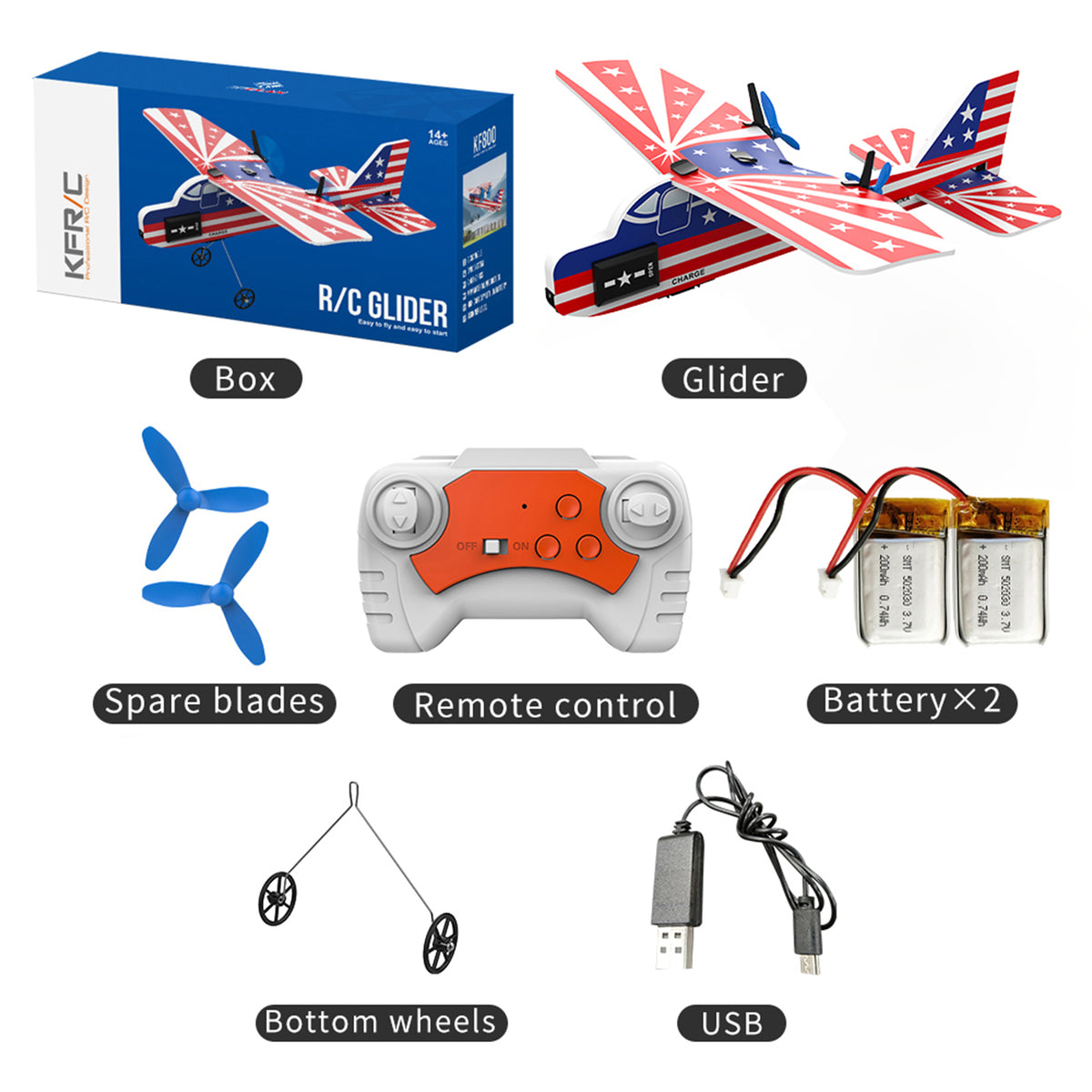 KF800 2.4G Remote Control Glider With Cool Light Plane Flying Airplane Toy Red