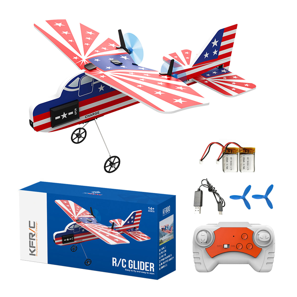 KF800 2.4G Remote Control Glider With Cool Light Plane Flying Airplane Toy Red