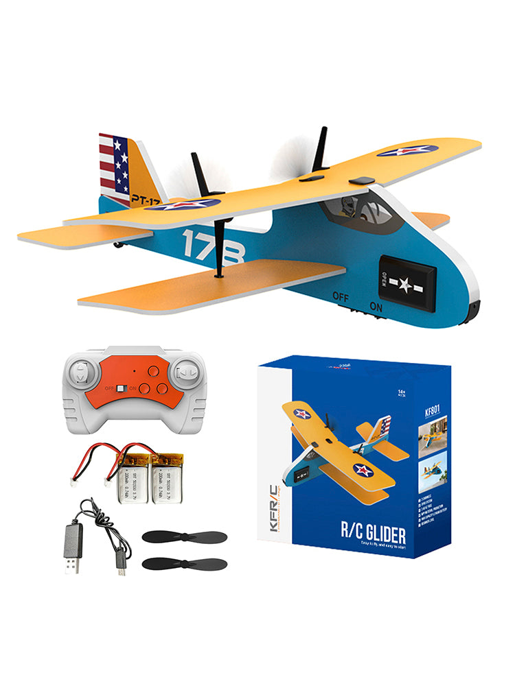 KF801 2.4G Remote Control Glider With Cool Light Flying Airplane Toy Yellow