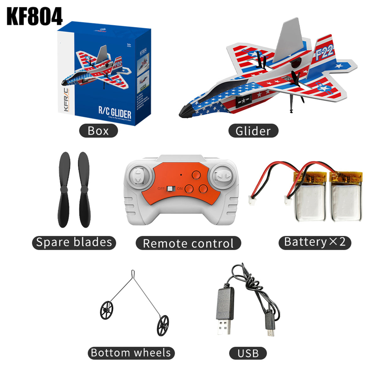 KF804 2.4G Remote Control Glider With Cool Light Flying Airplane Toy Gift Red