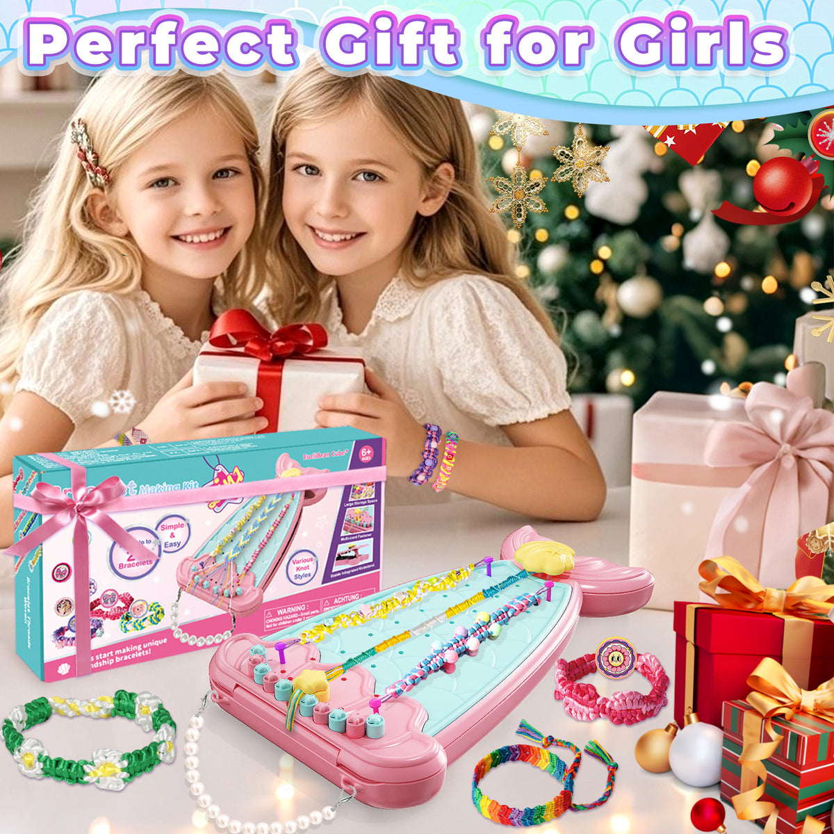 Friendship Bracelet Making Kit DIY Art Craft 6-12 Year Girl Birthday Gift Pink