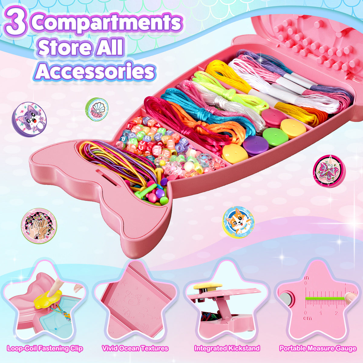 Friendship Bracelet Making Kit DIY Art Craft 6-12 Year Girl Birthday Gift Pink