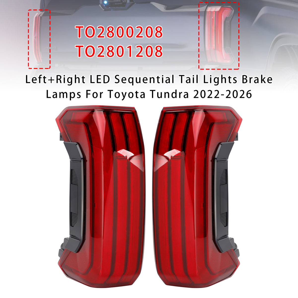 Left+Right LED Sequential Tail Lights Brake Lamps For Toyota Tundra 2022-2026