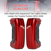 Left+Right LED Sequential Tail Lights Brake Lamps For Toyota Tundra 2022-2026