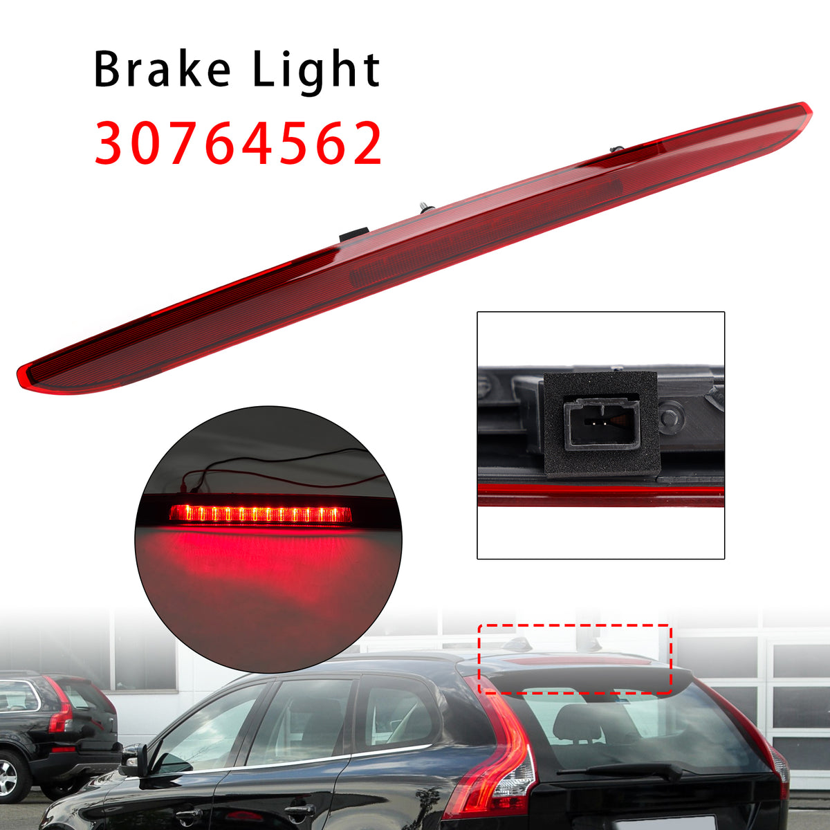 Rear Third Brake Light Lamp 30764562 For Volvo XC60 2008-2017 Red
