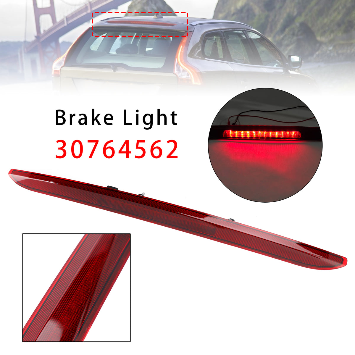 Rear Third Brake Light Lamp 30764562 For Volvo XC60 2008-2017 Red