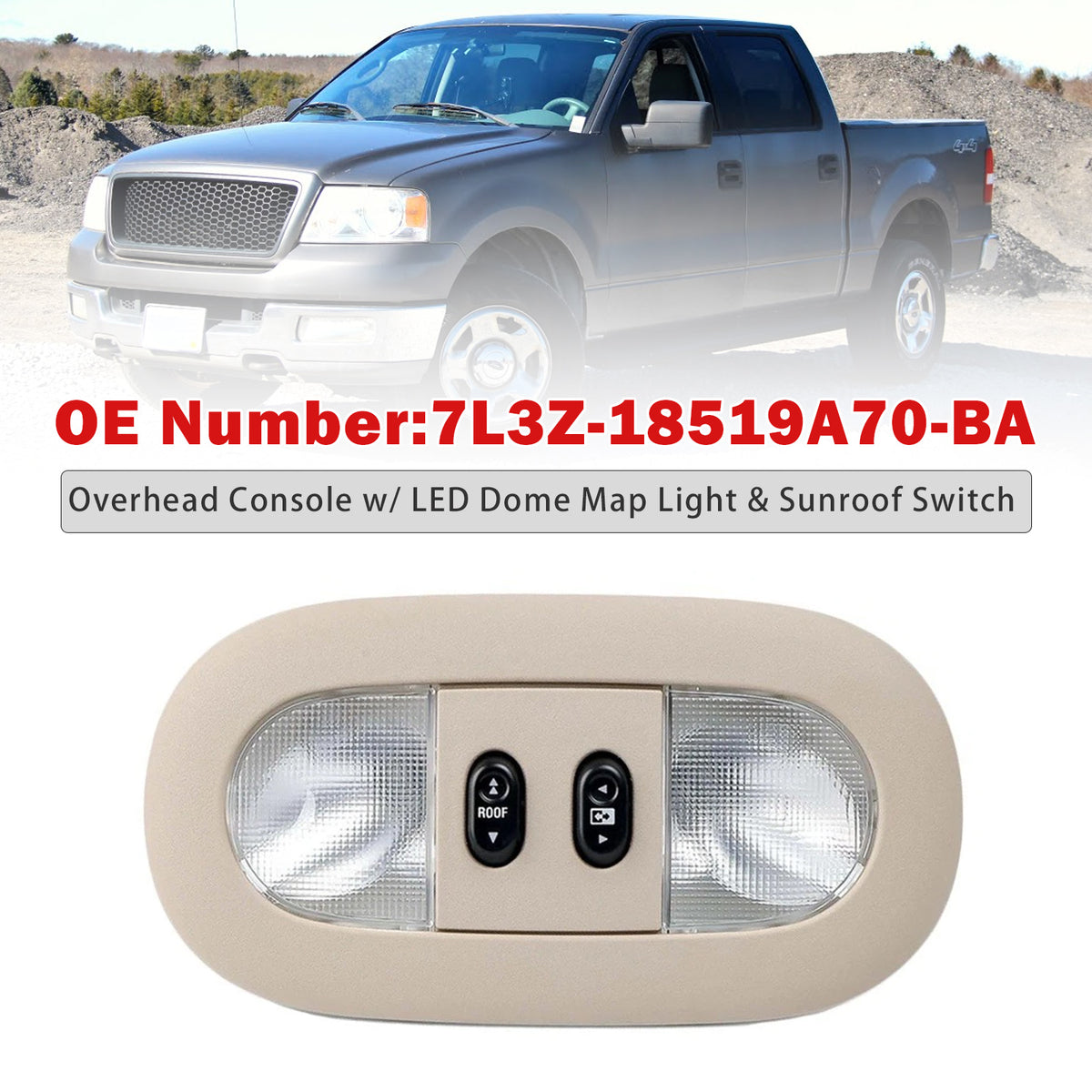2004-2008 Ford F-150 Overhead Console Dome Map Light Sunroof Switch 7L3Z-18519A70-BA Generic