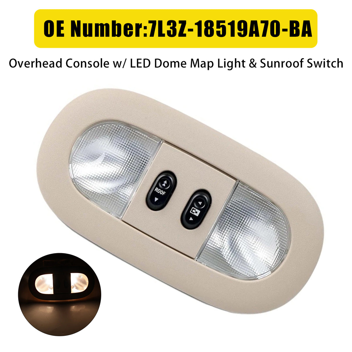 2004-2008 Ford F-150 Overhead Console Dome Map Light Sunroof Switch 7L3Z-18519A70-BA Generic
