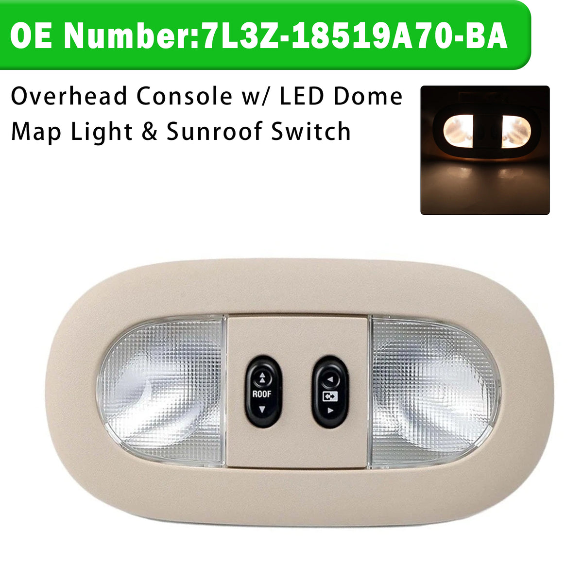 2004-2008 Ford F-150 Overhead Console Dome Map Light Sunroof Switch 7L3Z-18519A70-BA Generic