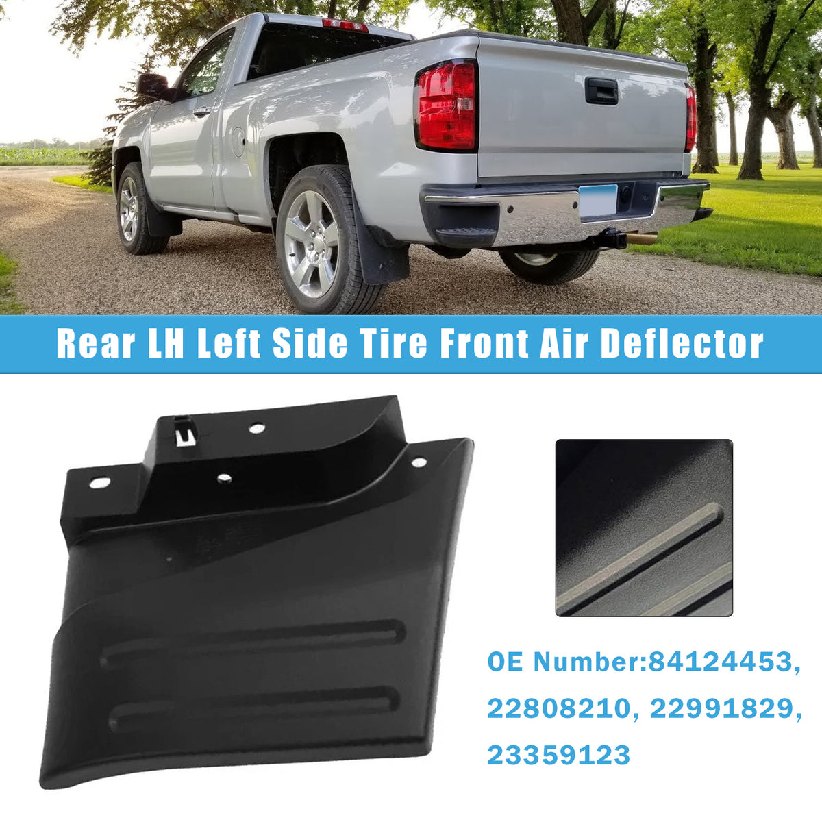 Rear LH Left Side Tire Front Air Deflector For Chevy Silverado LT Pick Up 2014-2020