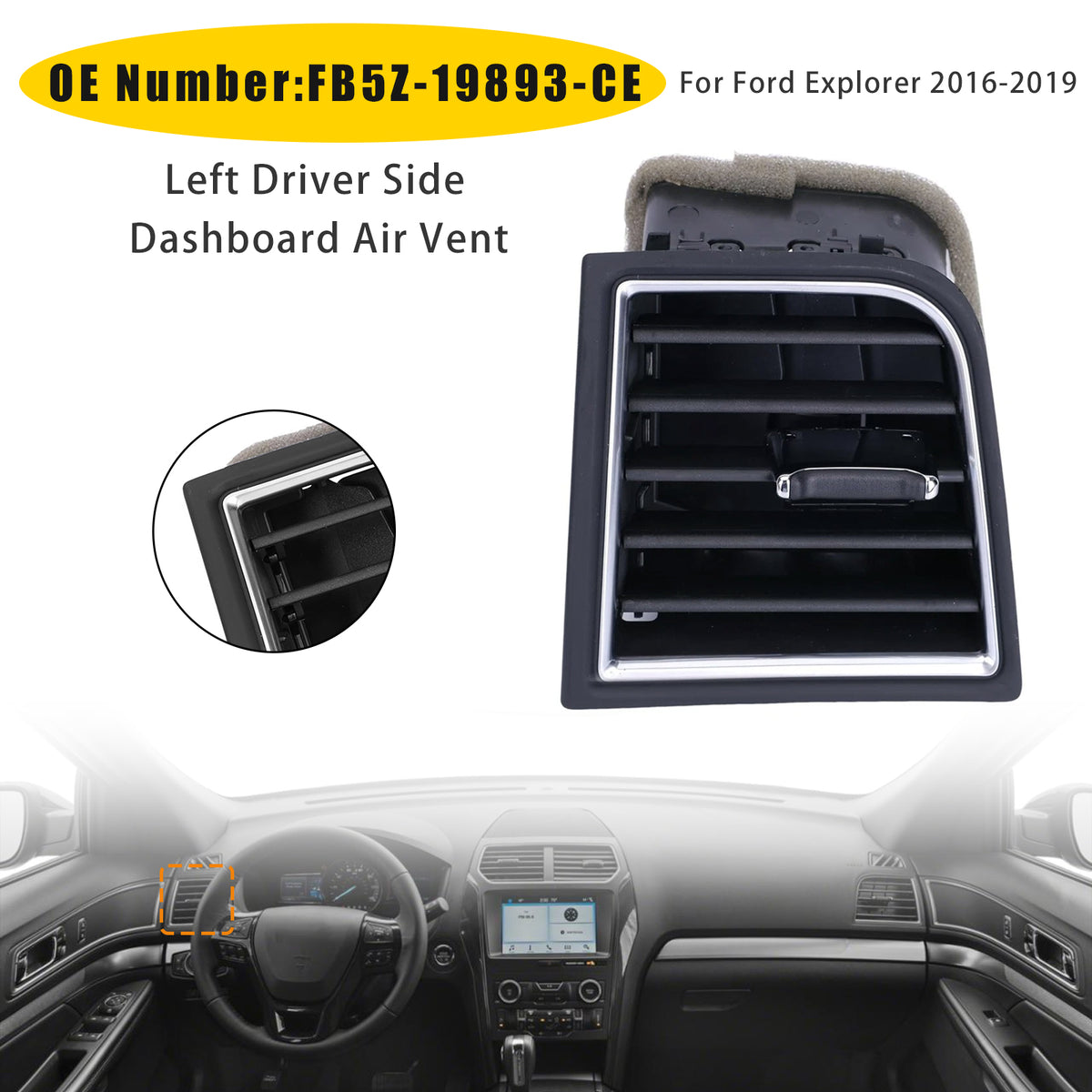 Left Driver Side Dashboard Air Vent Outer FB5Z-19893-CE For Ford 2016-2019 Explorer