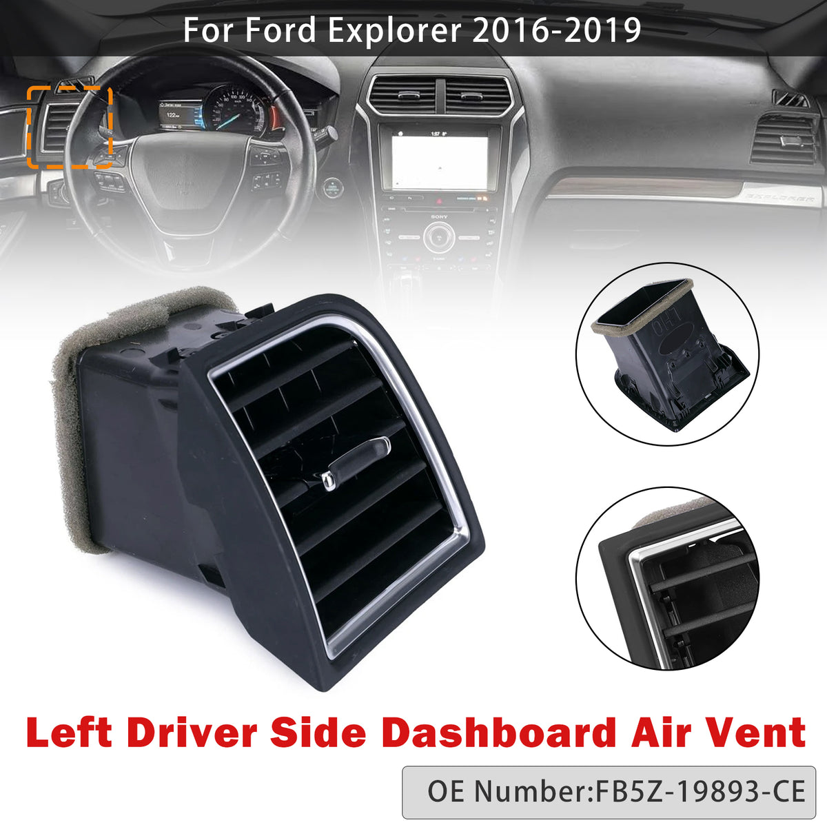 Left Driver Side Dashboard Air Vent Outer FB5Z-19893-CE For Ford 2016-2019 Explorer