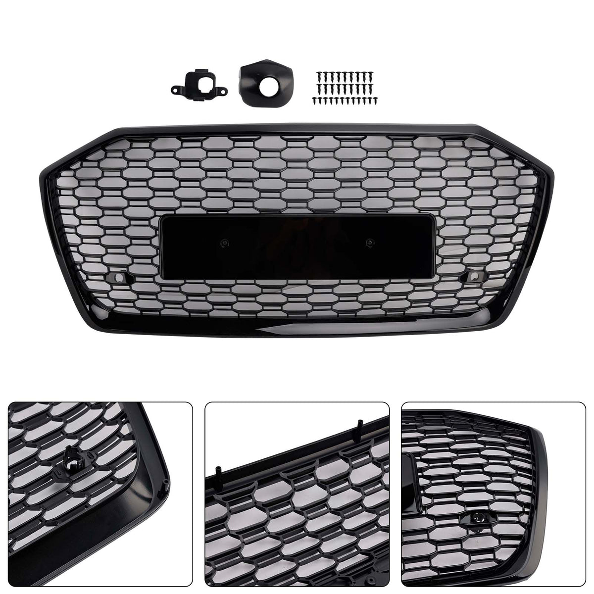 RS6 Style Honeycomb Mesh Front Grille Grill Fit Audi A6 S6 2019-2026 W//O ACC