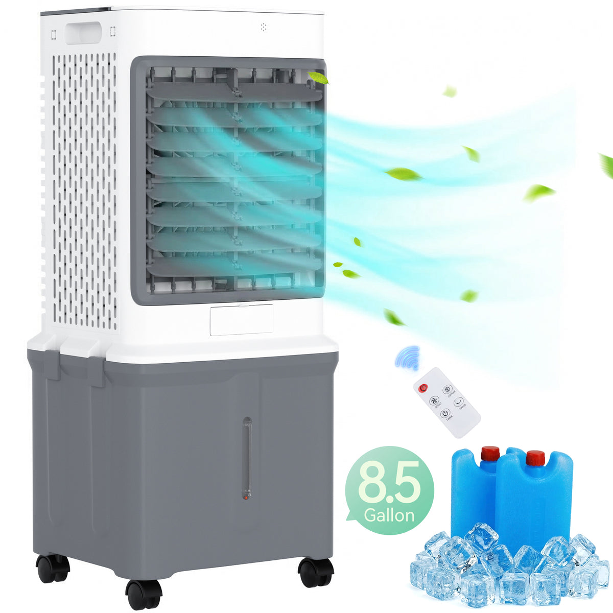 Portable 8.5 Gal Evaporative Air Conditioner 3-IN-1 Evaporative Cooler w/ Remote Control Fan & Humidifier