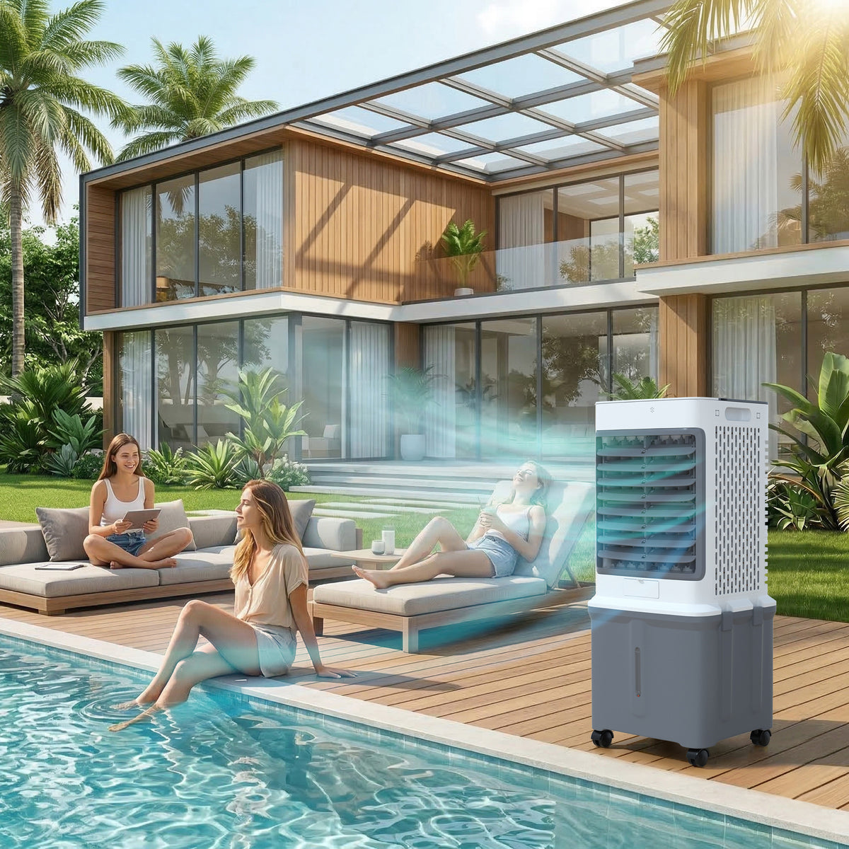 Portable 8.5 Gal Evaporative Air Conditioner 3-IN-1 Evaporative Cooler w/ Remote Control Fan & Humidifier
