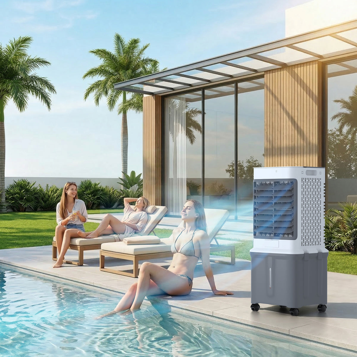 Portable 8.5 Gal Evaporative Air Conditioner 3-IN-1 Evaporative Cooler w/ Remote Control Fan & Humidifier