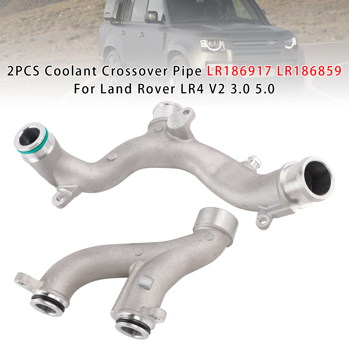 2PCS Coolant Crossover Pipe LR186917 LR186859 For Land Rover LR4 V2 3.0 5.0