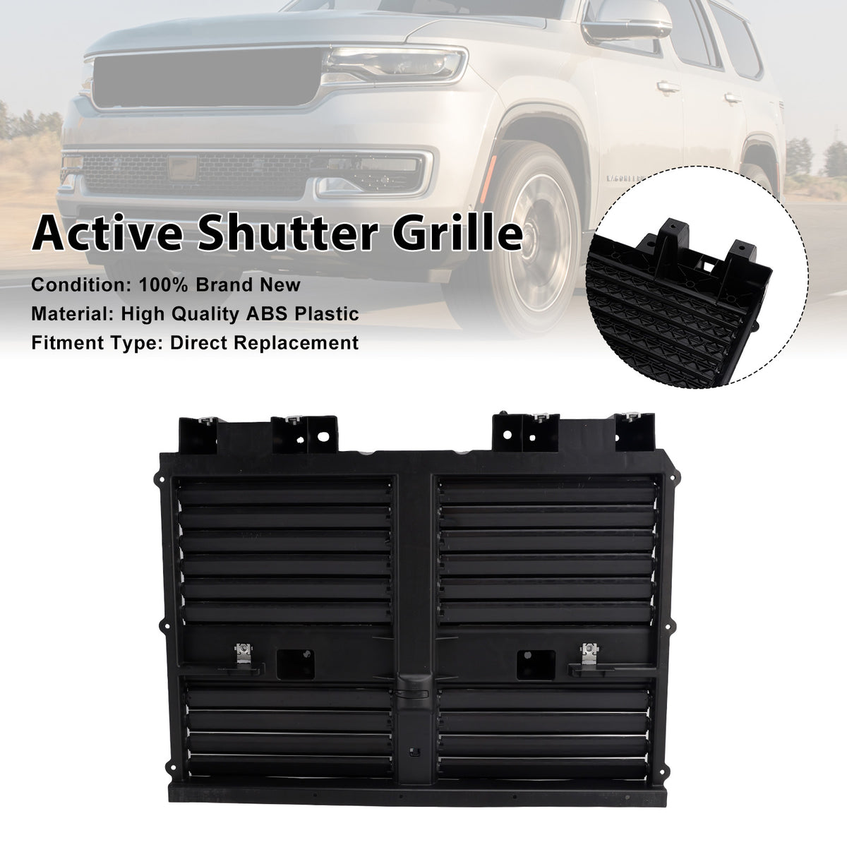 Front Radiator Shutter Assembly 68425775AC Fit Jeep Wagoneer 2022-2025 W/motor