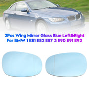 2009-2012 3 Series E91 2Pcs Wing Mirror Glass Blue Left & Right 51167158310 51167158309 Generic