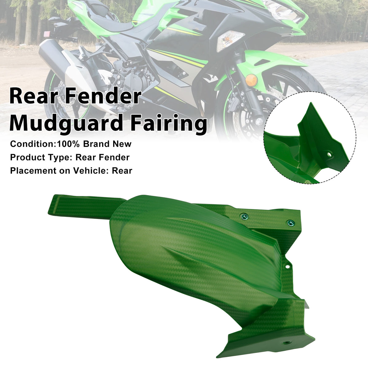 Rear Fender Fairing For Kawasaki Ninja 400 Z400 Ninja 500 Z500 2018+ Green