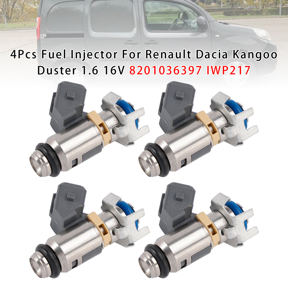 4Pcs Fuel Injector For Renault Dacia Kangoo Duster 1.6 16V 8201036397 IWP217