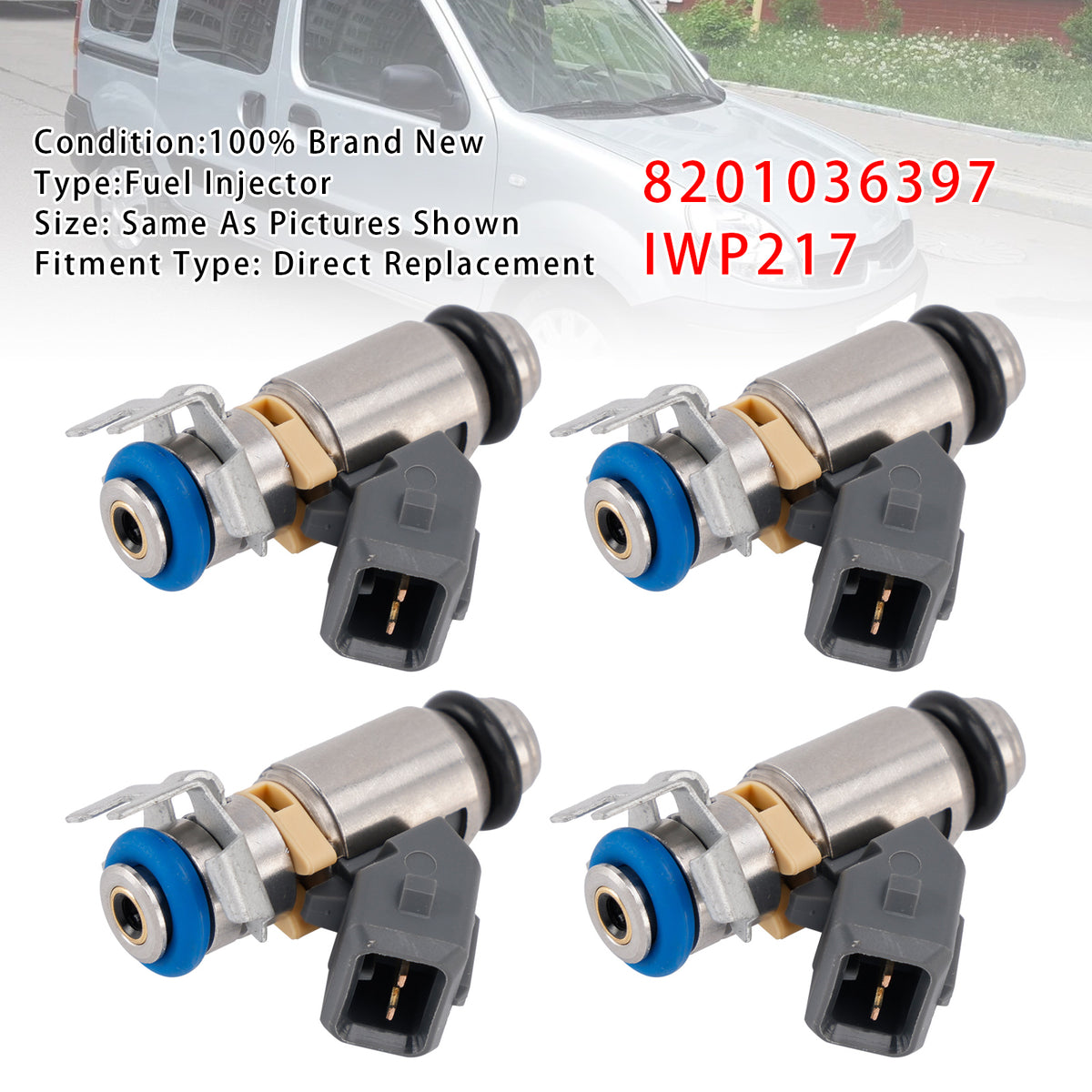 2008 Renault Kangoo Express (FW0/1_) 1.6 16V LPG (FW03, FW09, FW0W) 4Pcs Fuel Injector 8201036397 805010089002 Generic