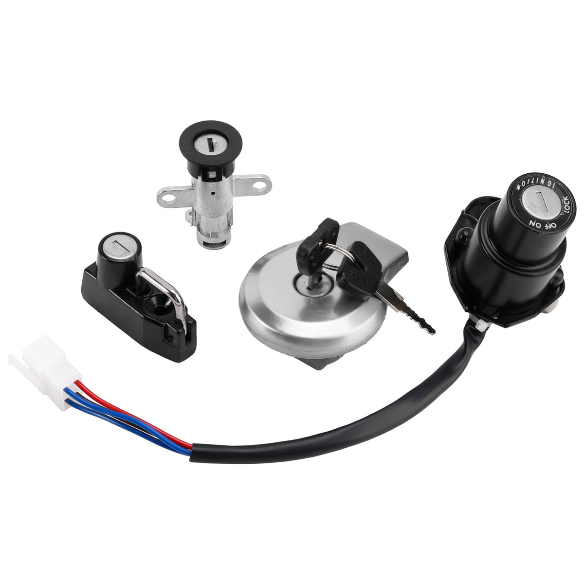 Ignition Key Switch Fuel Cap Helmet Seat Lock Set For Yamaha XV 535 Virago 88-04