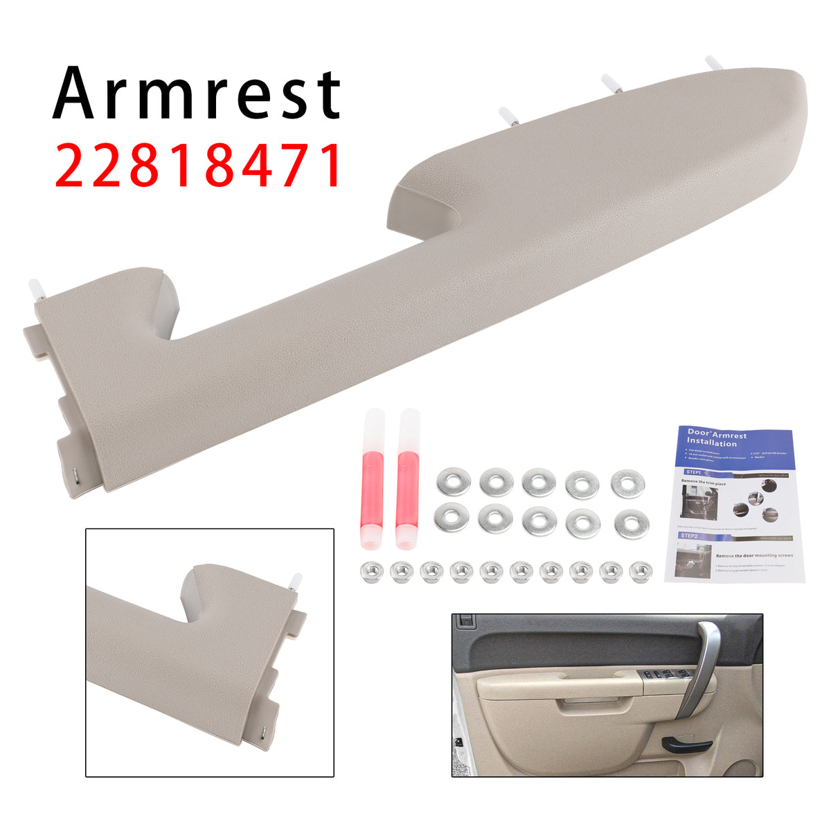 2010-2014 Sierra 2500 HD Front Right Armrest Repair Kit 22818471 Generic