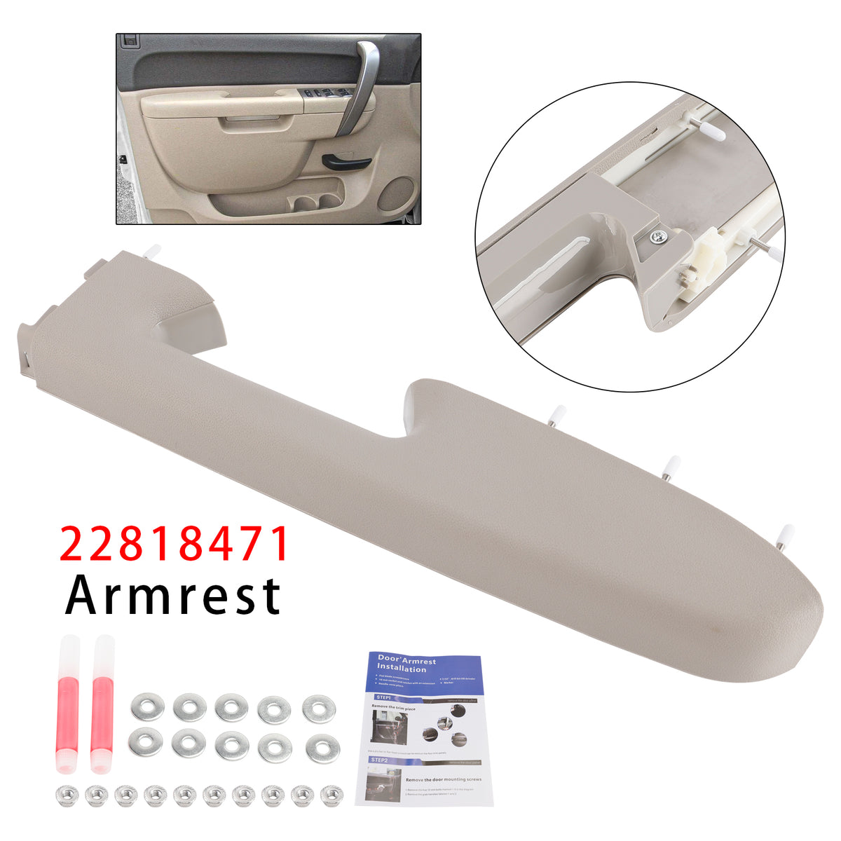 2010-2014 Sierra 2500 HD Front Right Armrest Repair Kit 22818471 Generic