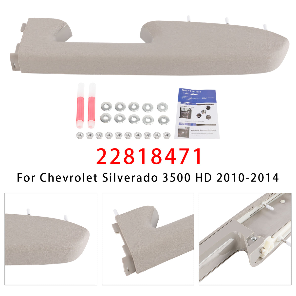 2010-2014 Sierra 2500 HD Front Right Armrest Repair Kit 22818471 Generic
