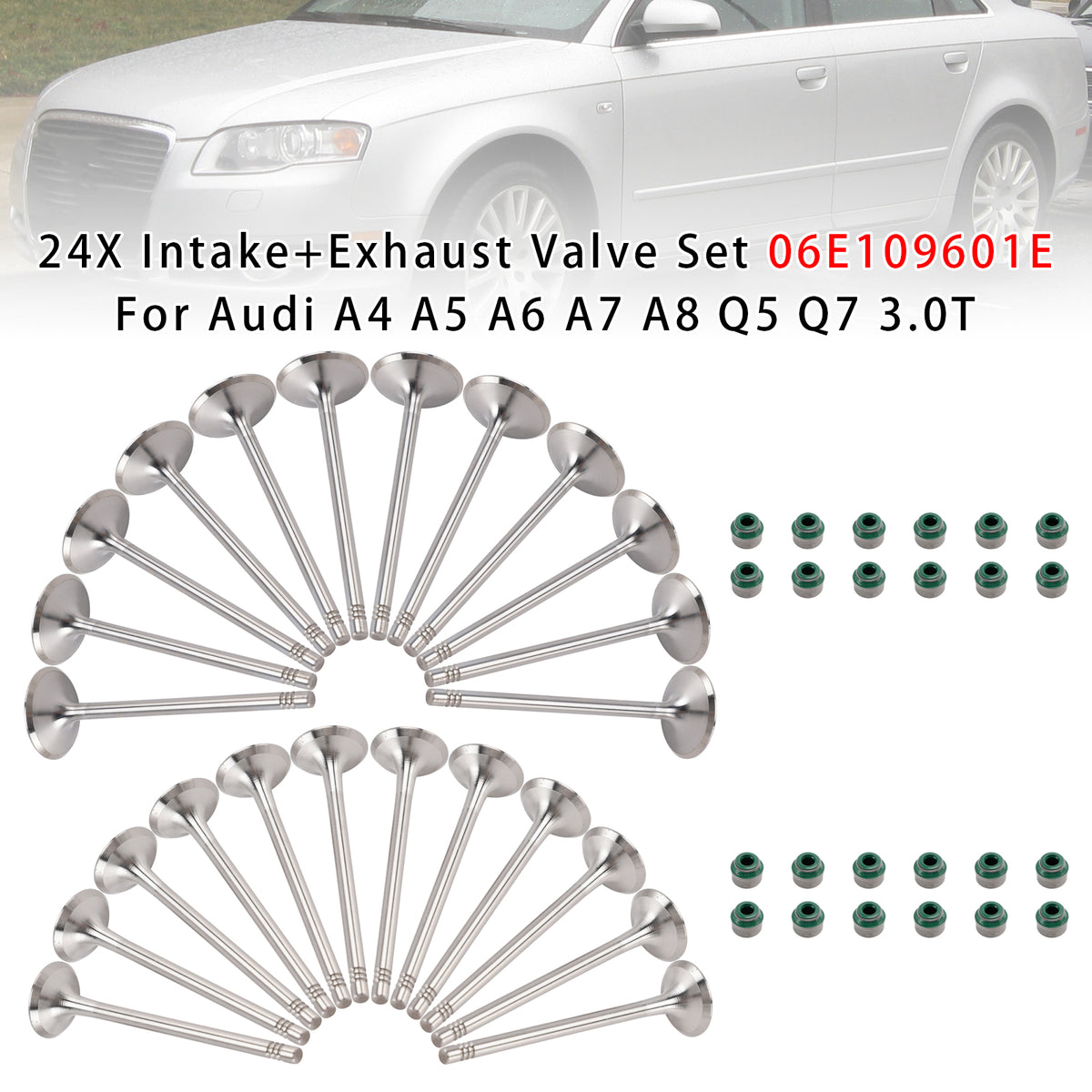 24X Intake+Exhaust Valve Set 06E109601E For Audi A4 A5 A6 A7 A8 Q5 Q7 3.0T