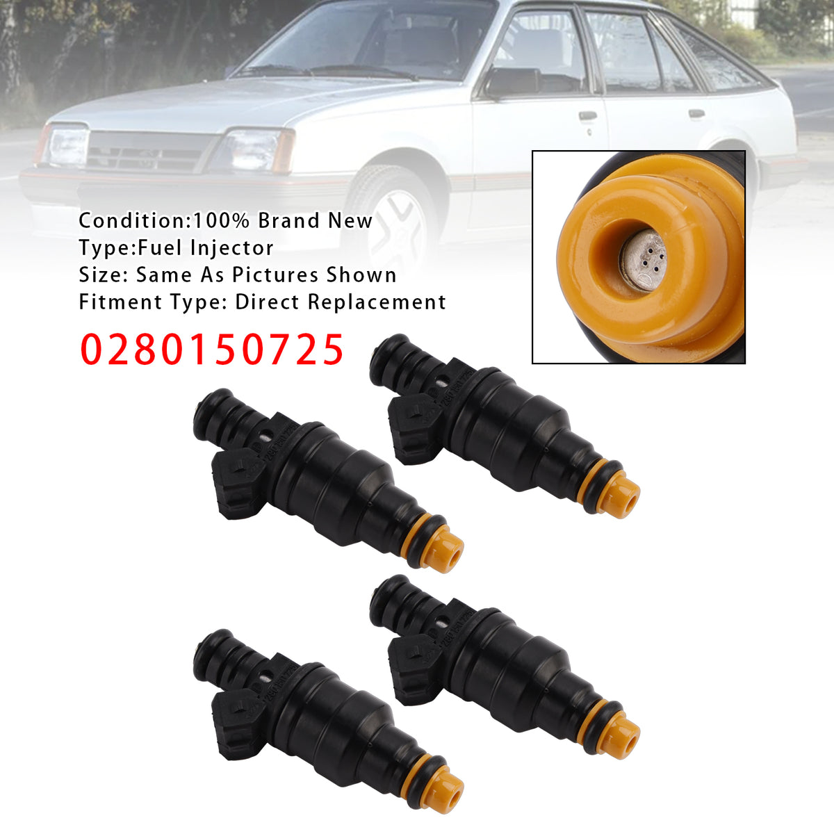 1982-1995 Peugeot 505 BREAK (551D) 4Pcs Fuel Injector 0280150725 91538369 Generic