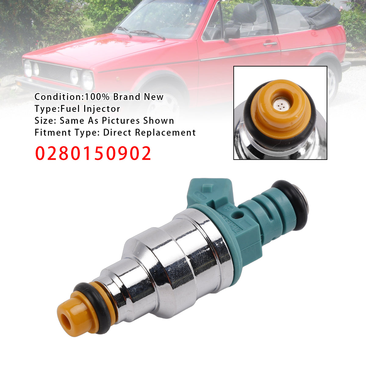 1Pcs Fuel Injector For Volkswagen Golf Cabriolet Jetta Fox 1.8L I4 0280150902