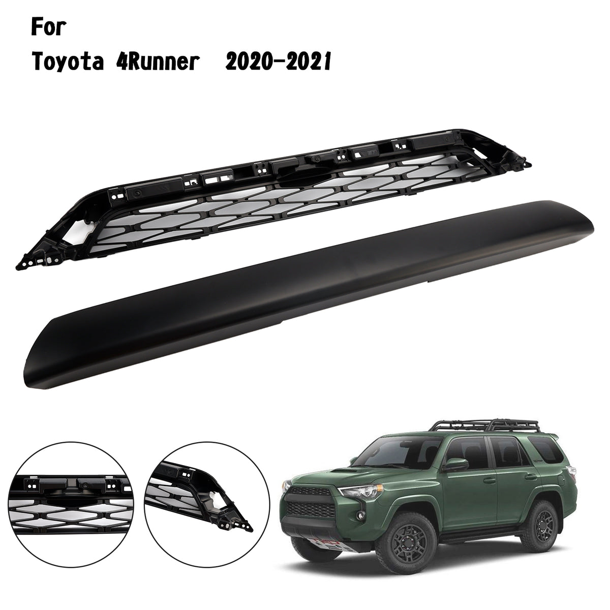 2 Piece Front Bumper Grille Grill Fit Toyota 4Runner TRD PRO 2020-2024 Black