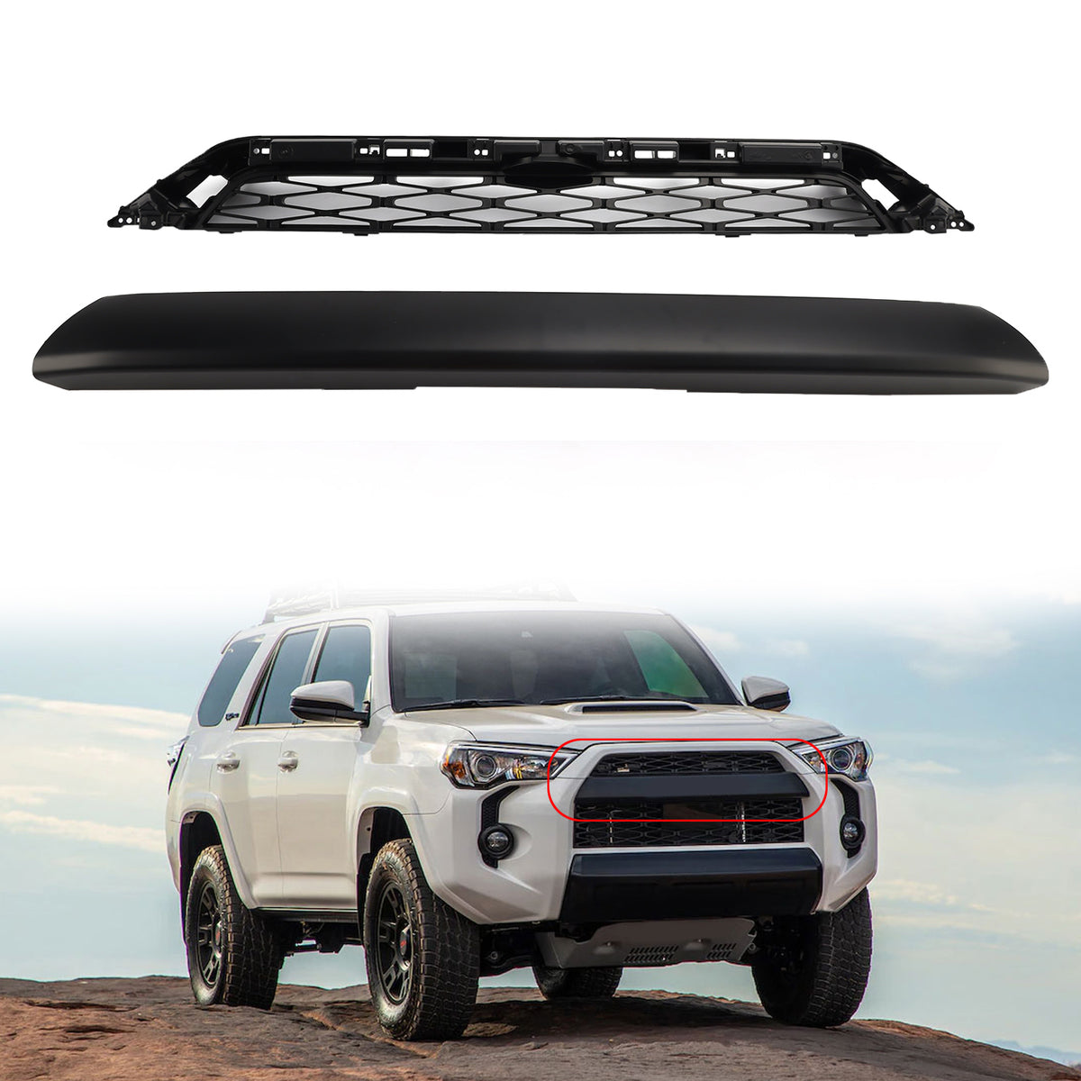 2 Piece Front Bumper Grille Grill Fit Toyota 4Runner TRD PRO 2020-2024 Black