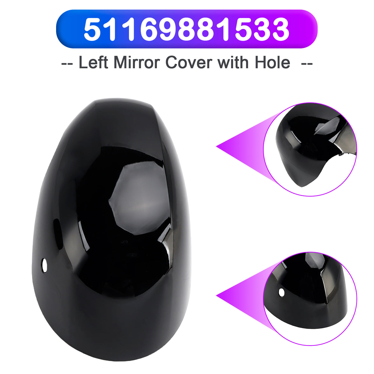 2020-2024 F57 Convertible LCI Left Mirror Cover with Hole 51169881533 Generic