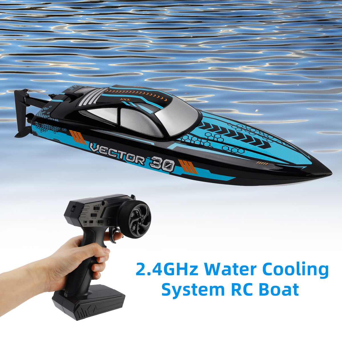 79508 Racing Boat 2.4GHz Water Cooling System RC Boat With 2 Batteries Toy Blue