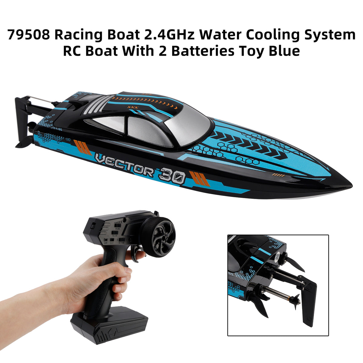 79508 Racing Boat 2.4GHz Water Cooling System RC Boat With 2 Batteries Toy Blue