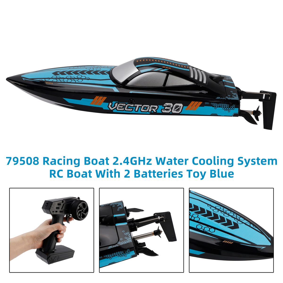 79508 Racing Boat 2.4GHz Water Cooling System RC Boat With 2 Batteries Toy Blue