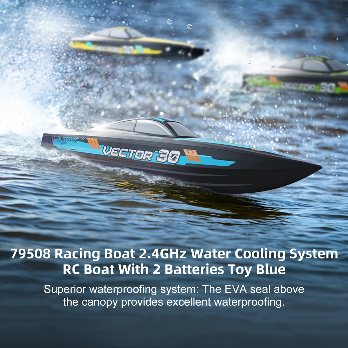 79508 Racing Boat 2.4GHz Water Cooling System RC Boat With 2 Batteries Toy Blue