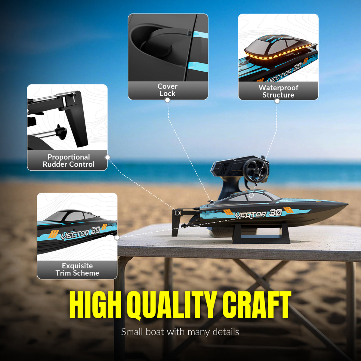 79508 Racing Boat 2.4GHz Water Cooling System RC Boat With 2 Batteries Toy Blue