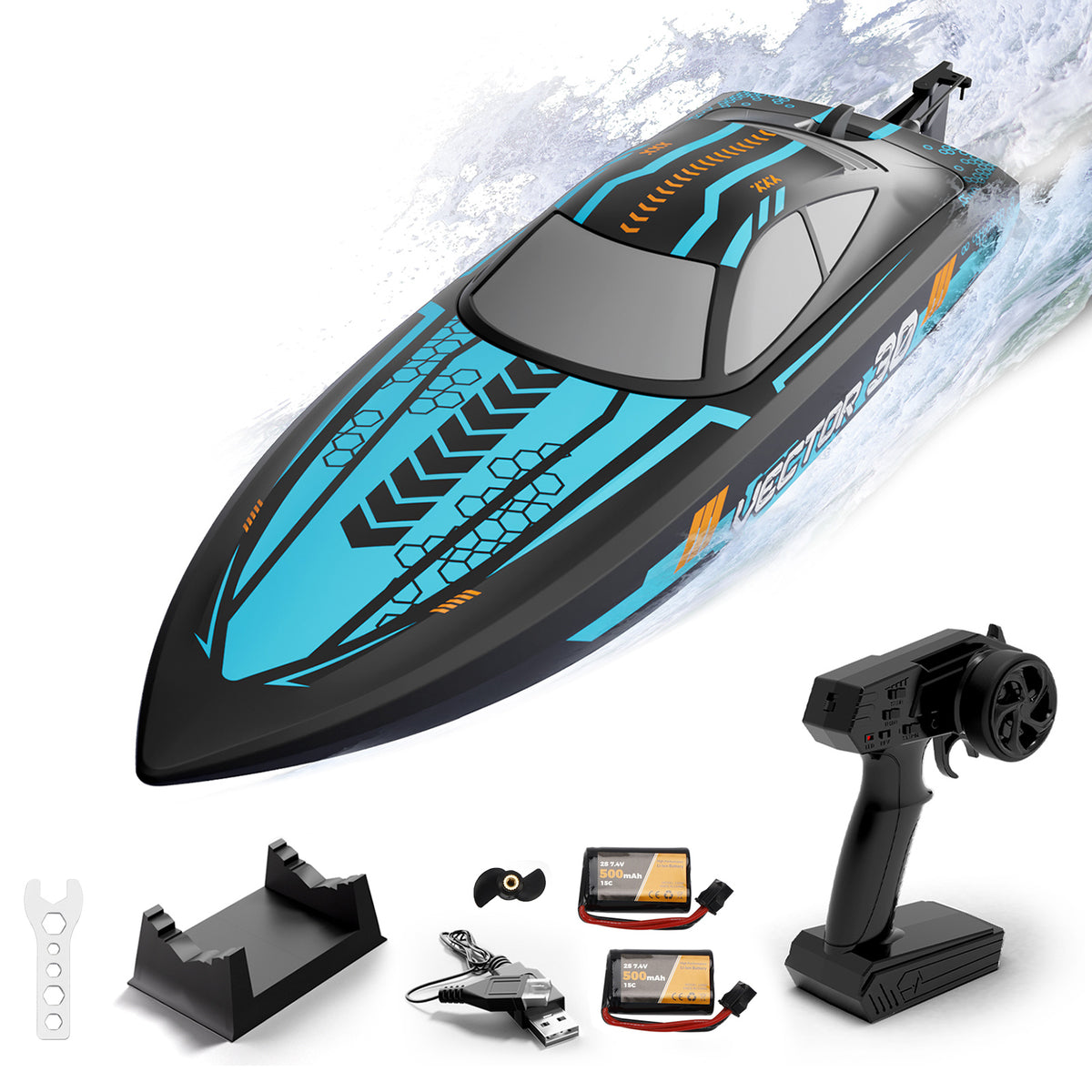 79508 Racing Boat 2.4GHz Water Cooling System RC Boat With 2 Batteries Toy Blue