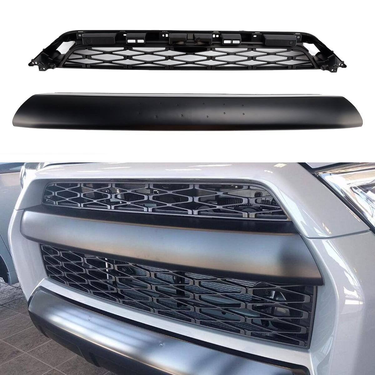 2pcs Front Bumper Grille Grill Fit Toyota 4Runner TRD PRO 2014-2019 Black
