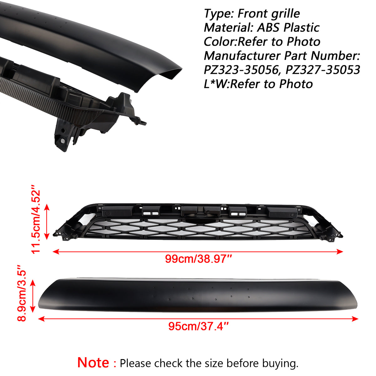 2pcs Front Bumper Grille Grill Fit Toyota 4Runner TRD PRO 2014-2019 Black