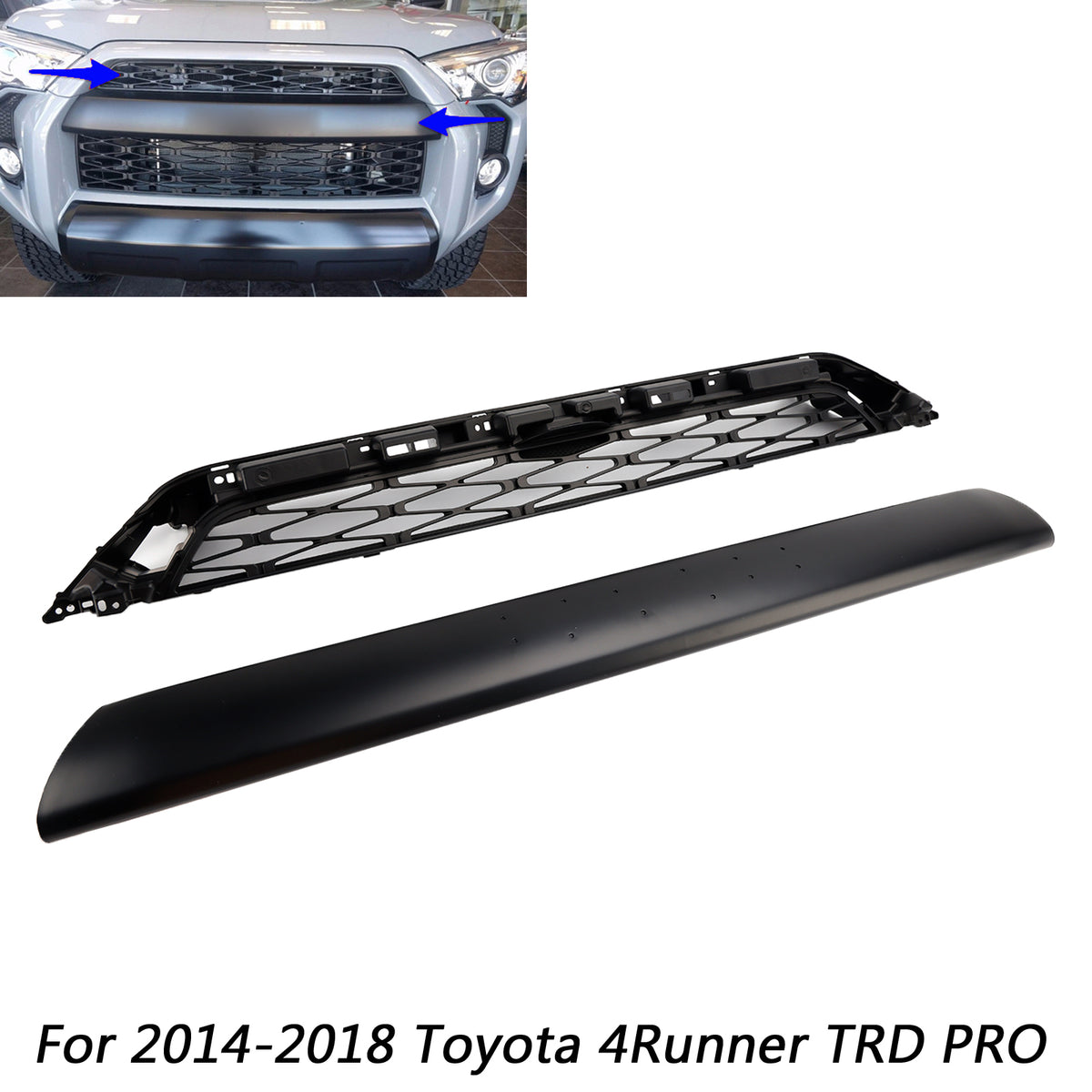 2pcs Front Bumper Grille Grill Fit Toyota 4Runner TRD PRO 2014-2019 Black
