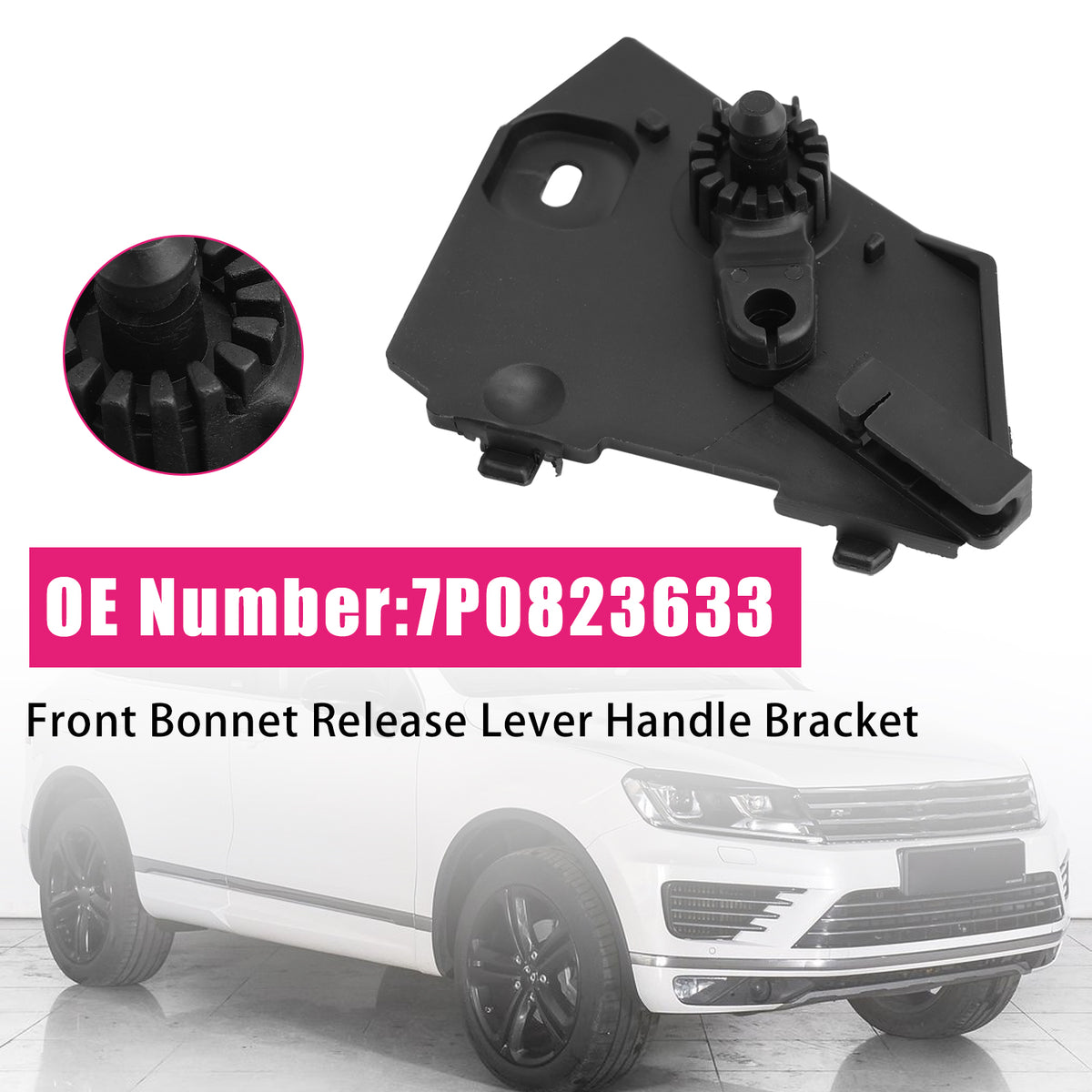 2011-2017 VW Touareg Black Front Bonnet Release Lever Handle Bracket 7P0823633 Generic