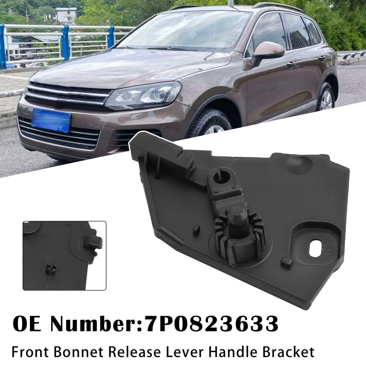 2011-2017 VW Touareg Black Front Bonnet Release Lever Handle Bracket 7P0823633 Generic