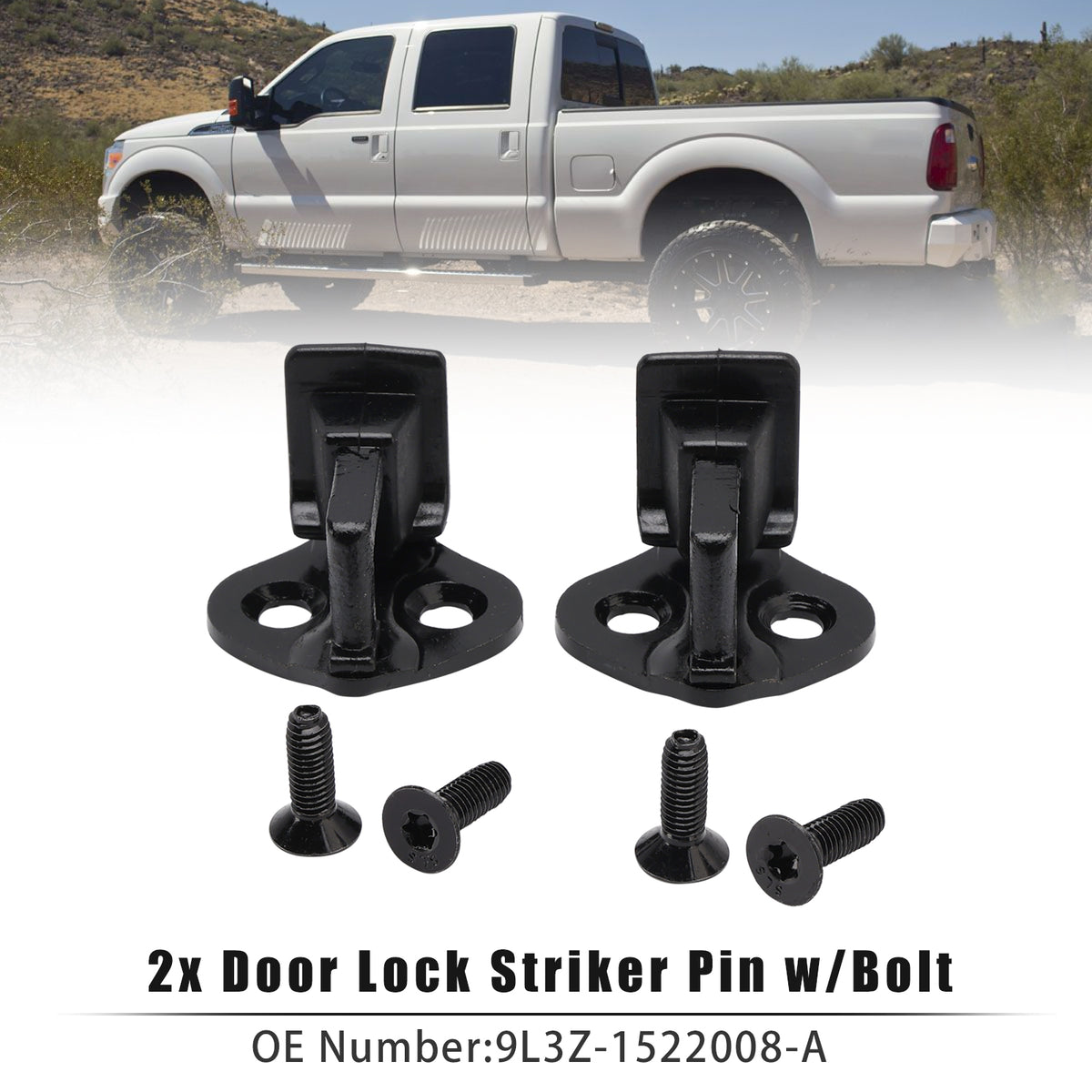 2x Door Lock Striker Pin w/Bolt For Ford F150 F250 F350 1999-2016 Single Cab or Crew Cab