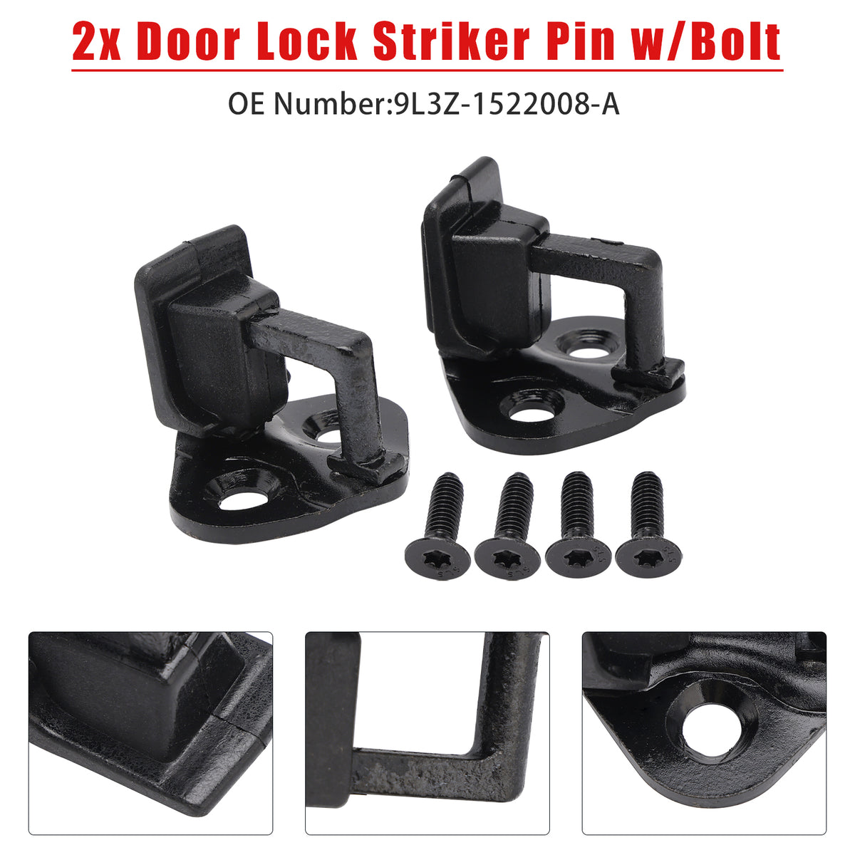 2x Door Lock Striker Pin w/Bolt For Ford F150 F250 F350 1999-2016 Single Cab or Crew Cab
